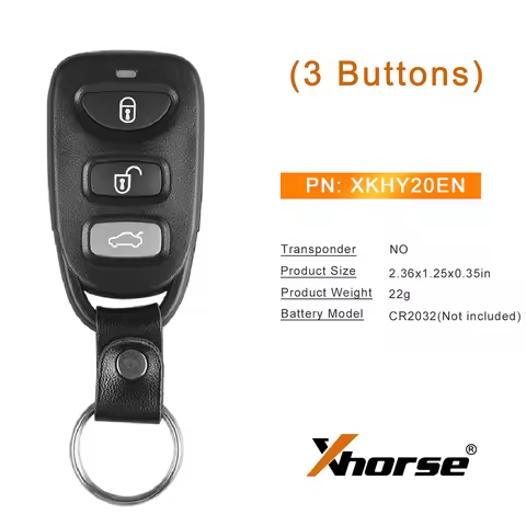 5PCS Xhorse XKHY20EN Second Generation Wire Remote Key for Hyundai Style 3 Buttons