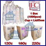 (1 Box=1000pcs) EC12Oz EC16Oz EC22Oz PP Cup With Flat Lid | Cawan Plastik & Penutup Cawan (Satu Ko