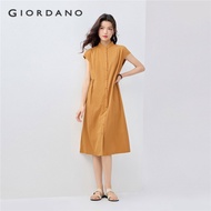 GIORDANO WOMEN Pleated waist mandarin collar dress 13465342