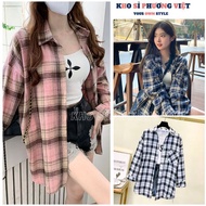 Korean ulzzang plaid shirt, going to school, going out, youthful style long-sleeved outerwear - KHOS