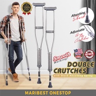 Double Crutches with Shock Absorbing Spring Walking Aid Adjustable Stick Rubber Forearm Tongkat Keti
