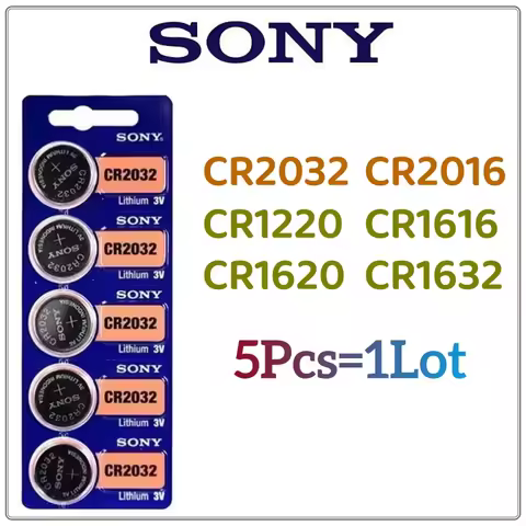 5Pcs Original Sony CR2032 CR2016 CR1220 CR1616 CR1620 CR1632 cr2032 cr2016 cr1220 cr1616 cr1620 cr16