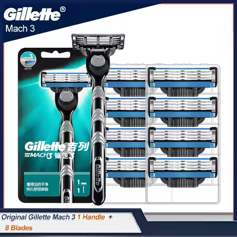 Gillette Mach 3 Men's Razor 3 Layers Blades Hair Removal Manual Shaver Fast Smooth Safe Shaving Mach