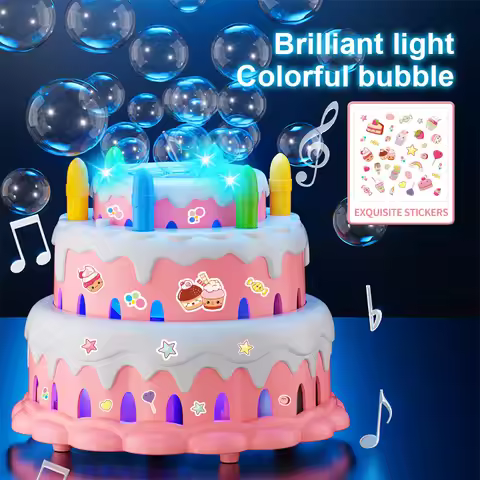 Kids Kawaii Electric Toys Birthday Cake Bubble Machine Flashing Music Automatic Machine Bubble Child