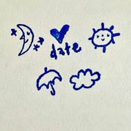 迷你迷你印章：月、日期、太陽、傘、雲