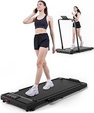 DeerRun 3 in 1 Under Desk Treadmills for Home, Foldable Walking Pad, 300 lbs Capacity - 3.0HP Quiet Running Machine, Portable Treadmill for Small Spaces, Installation-Free