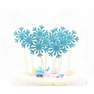 LILIN Cake topper snow character glitter glitter blue silver blue theme princess snow flake snowflak