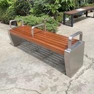 Park Chair Outdoor Bench Stainless Steel Long Stool Changing Room Bench Solid Wood Bus Waiting Chair