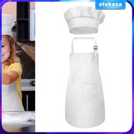 [Etekaxa] Kids Apron Chef Hat Set Bib Apron Children Apron for Kids School Girls Boys