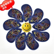 Smiley Golf Club Cover Plush PU Knitted Cross-Border Wooden Cover Putter Cap Animal Protective Cover