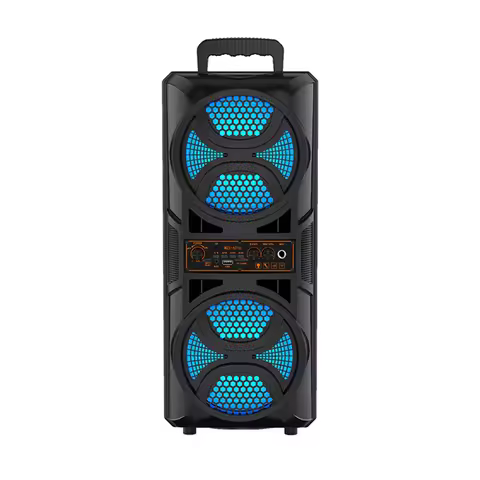 Bluetooth-Compatible Speaker Wireless Stereo Speaker with Double Subwoofer Deep Bass Lights Outdoor 