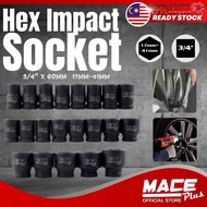 3/4 INCH X 60MM CR-MO Black Hex Impact Socket 17mm to 41mm Wrench Adapter Ratchet Automotive Repair 