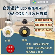 【宇豐國際】台灣品牌 LED 3W 4.5公分 崁燈 嵌燈 COB 魚眼設計 櫥櫃燈 展示燈 小崁燈 保固一年