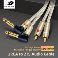GOLLEY LION สายคู่1/4นิ้ว TS เป็นดูเอิ้ล RCAอะแดปเตอร์ไป RCA ตัวผู้1/4ตัวผู้สำหรับงานหนักสายเคเบิลเช