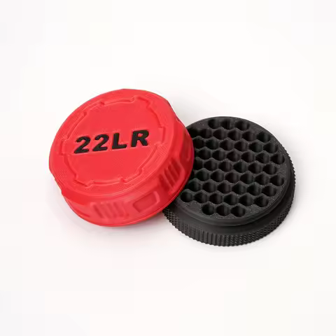 Mini .22LR Ammo Box: Compact, durable, screw cap, pocket-sized. Portable & secure.