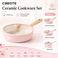 CAROTE Non-Stick Ceramic Cookware Set - Versatile Frying Pan and Saucepan with Lid, PFAS-Free, Easy 