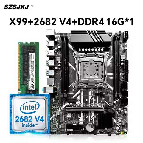 SZSJKJ New X99 Motherboard LGA 2011-3 Set Kit With Xeon E5 2682 V4 CPU Processor DDR4 16G RAM Memory
