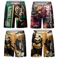 Hot Sportswear MMA Shorts Men Fight Shorts Men BJJ Boxing Trunks for Men Grappling Flower Drawing No