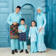 Baju Kurung Sulam Baju Kurung Set Ibu dan Anak Baju Kurung Moden Aquamint