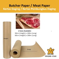 Gulung Kertas Daging / Brown Butcher Paper Roll Uncoated (60cm x 100meter & 30cm x 100 Meter) /Meat 