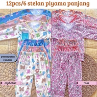 NAKITA 6 Sets of 12 Pcs Baby Clothes Pajamas Long Set Newborn Baby Printing Motif, 3-12 Months SNI P
