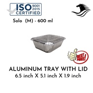 [100 PCS] Aluminum Tray with Lid [ Solo Medium RE165 ] [ 6.5" x 5.1" x 1.9" / L x W x H ]