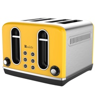 Bread Toaster 4 Slice Toaster Stainless Steel Body Wide Slot Toaster by Odette [T395BN - Yellow]