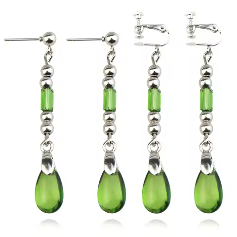Anime Vivy -Fluorite Eye’s Song Temperament Drop-Shaped Green Gem Earrings for Party Jewelry Fashion