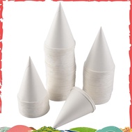 White Paper Cone Cups, Snow Cone Cups,Coated Leakproof Cone Paper Cups for , Shaved Ice, Water 200Pc