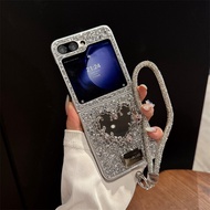 Thời trang gồ ghề Ốp thiết kế flip5 flip6 flip7 tình yêu cho Samsung Galaxy Z Flip 7 6 5 4 3 với dây