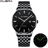 CUENA Jam Tangan Pria Tahan Air Stainless Steel Kuarsa Minimalis Sederhana dengan Kalender 6007
