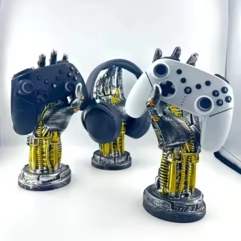 Cyberpunk Mechanical Robot Hand Game Controller Holder Stand for PS5 PS4 Xbox Switch Pro Gaming Room