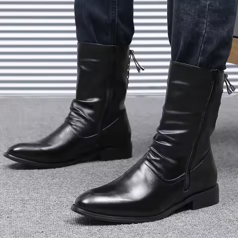 Winter Men Chelsea Boots Velvet High Top Ankle Dress Shoes Men Timberland Boot Wear Resistant Motorc