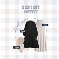 Naramode - One Set Ayunda Tunik Hitam dipadukan dengan Rok Duyung Scuba Hijab Bella Square Outfit Le