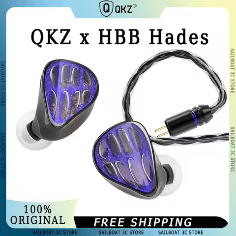 QKZ x HBB Hades Wired HiFi Earphone High-Performance 9mm Dual Dynamic Driver Lightweight Music Heads