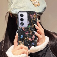 YBD Phone Case For OPPO A5 A5i Pro 5G 4G A3 Pro 5G Colorful Butterfly IMD Sparkling Pink Bracelet Ha