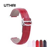 UTHAI P05 14-9mm,18-11mm,20-12mm Genuine Leather Watchbands 20mm Watch Strap For Cartier Blue Balloo