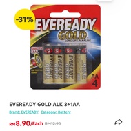 Eveready Gold Alkaline AA Battery A91BP4M