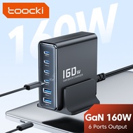 Toocki 160W GaN Charger PD4.0 QC3.0 Type C Quick Charger 4C2A Six-port Desktop Adapter With 1.5m Cha