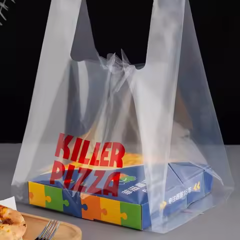 Pizza Delivery Bags 7 10 12 Inches Food Plastic Tote Bag Comfortable Hand Carry Reinforced and Wear-