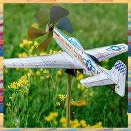 (ZWNA) 3D Plane Garden Weather Vane Pinwheel Anti-Corrosion Metal Airplane Plug-in Windmill Wind Spi