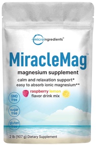MiracleMag Calm Magnesium Powder, 2lb | Magnesium Citrate Supplement | Sweet Raspberry Lemon Flavore
