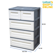 LOTUS’S โลตัส ตู้ลิ้นชักแฝด สีเทาขาว DIY 4 ชั้น ขนาด 58.5x41x88 CM.