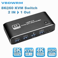 HDMI 2.1 KVM Switch 4K 120Hz HDMI B 3.0 KVM Switch B 8K 60Hz 1080@240Hz B KVM Switcher HDMI with B 3.0 port PC