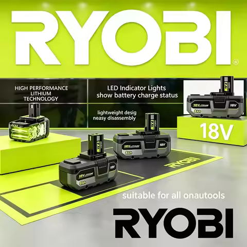 RYOBI 18V 8.0Ah Genuine Rechargeable Battery,Compatible P104 P107 P108 P109 High Capacity Stable Per