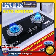 Isonic Double Burners Glass Stove Glass Built In Hob Dapur Gas Kaca Tanam Kabinet