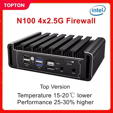 New Intel N100 Fanless Mini PC Firewall Appliance 4x 2.5G LAN i226-V N5105 N6000 J4125 Soft Router C