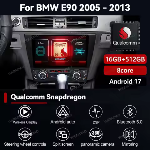 Android 17 Car Radio For BMW 3 Series E90 E91 E92 E93 2006 - 2012 Carplay & Android Auto Multimedia 