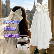 Bow Veil Bridal Veil For Wedding Bride Veil White Satin Hair Clip Headress For Party Ceremony