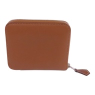 HERMES Evercolor皮革Silk In Compact Wallet銀扣拉鏈短錢包